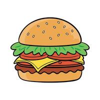 Juicy Bacon Cheeseburger Stacked With Fresh Vegetables and Toppings vector