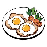 Freshly Fried Eggs With Bacon and Herbs for a Delicious Breakfast. vector