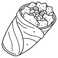 Breakfast Burrito With Scrambled Eggs. Bacon. Cheese. and Potatoes vector