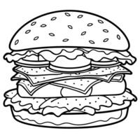 Juicy Cheeseburger With Layers Of Bacon. Lettuce. Tomato And Onion vector