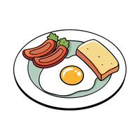 Classic Breakfast Plate with Fried Egg. Bacon. Toast. and Parsley vector