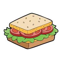 Delicious sandwich with ham. tomatoes. cucumber and cheese slices vector