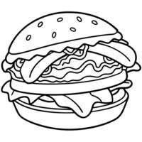 Juicy Cheeseburger With Bacon and Fresh Toppings on a White Surface vector