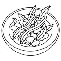 Green bean salad with bacon and caramelized onions.. generative IA vector