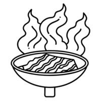 Bacon Sizzling on a Fiery Grill. Creating Delicious Smoky Aromas vector
