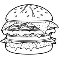 Delicious Double Cheeseburger with Fresh Vegetables and Bacon vector