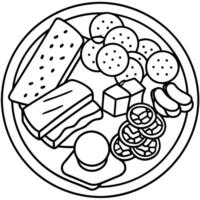 A charcuterie board with various meats. cheeses. and crackers. AI. vector