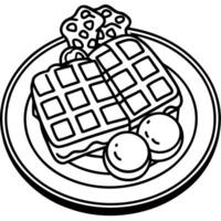 Cheddar Chive Cornbread Waffles with Fried Quail Eggs Crispy Ham vector