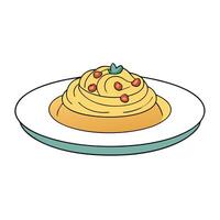 Carbonara in a white plate isolated on transparent background vector