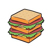 A sandwich with ham and lettuce is stacked on top of another sandwich vector