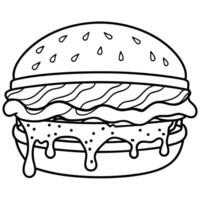 Close-up of a Juicy Cheeseburger with Bacon and Dripping Sauce vector