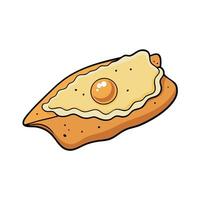 Crispy Buckwheat Crepes with Gooey Cheese and Sunny-Side-Up Egg vector