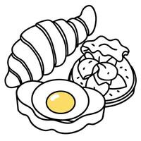 Colorful Bacon and Egg Salad on Toasted Croissants with Avocado vector