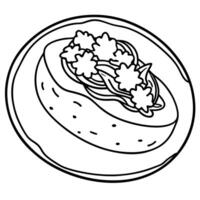 Baked stuffed potatoes with bacon. green onion and cheese. top view vector