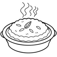 A steaming chicken pot pie top view isolated on white background vector