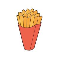 French Fries in Paper Cone Isolated on Transparent Background vector
