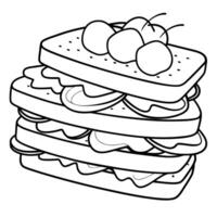 A sandwich with eggs and tomatoes stacked on top of each other vector