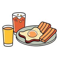 Breakfast Scrambled Eggs With Bacon. Toast And an Orange Juice vector