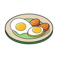 Delicious and healthy breakfast with fried eggs on a white plate vector