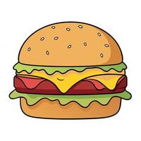Delicious Bacon Cheeseburger With Melted Cheese on Soft Bun vector