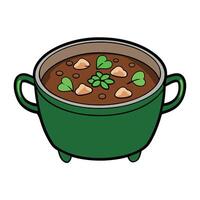 Hearty Irish inspired beef stew closeup in the pot on the table. vector