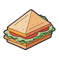 Chicken. bacon. tomato. cucumber. and herbs on a club sandwich. vector