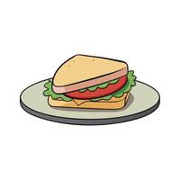 A sandwich on a plate. on a clean background. Space for text. vector