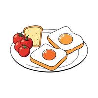 Delicious Breakfast with Fried Egg. Toast. and Tomatoes - Photo vector