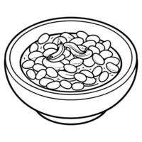 Delicious fagioli pasta soup in a white bowl on white background vector