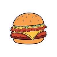 Cheesy bacon smashburger made with rustic homemade ingredients. vector