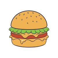 Burger beef meat with melted cheese isolated on white background vector