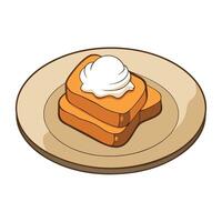 French toast with honey and cream cheese on beige background vector