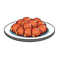 A Plate of Bacon Wrapped Scallops Isolated on a White Background vector