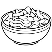 Bowl of warm potato salad with bacon. German Kartoffelsalat. vector