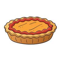 A golden-brown quiche with bacon. herbs. and a flaky crust vector