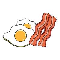 Crispy Bacon and Sunny-Side Up Eggs on a White Wooden Table vector