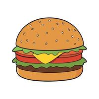 Beef burger with flying ingredients on a black background vector
