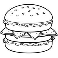 A large hamburger with two patties and a slice of cheese on top vector