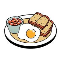 A hearty breakfast with fried eggs. bacon. beans and toast. vector