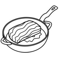 Beef tenderloin steak wrapped in bacon stored into the pan vector