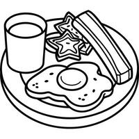 Hearty Breakfast with Fried Egg. Bacon. Toast and Tomatoes vector