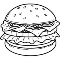 Guacamole beef burger with cheese and bacon on wood background vector