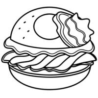 A burger with an egg and bacon from the fast food restaurant. vector
