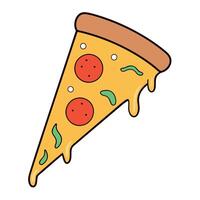 Slice of pepperoni pizza. with a crispy crust and gooey cheese vector