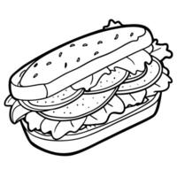 Close-up of sandwuich with bacon. tomato. onion and lettuce vector
