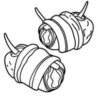 Close up of bacon wrapped dates stuffed with cream cheese vector
