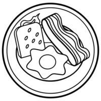 Classic Breakfast Plate with Fried Egg. Bacon and Toasted Bread vector