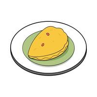 Breakfast omelette on a plate top view isolated on transparent vector
