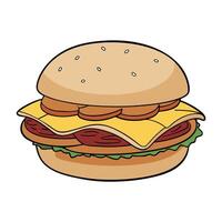 Breakfast sandwich with bacon. egg. and cheese on a bagel. vector