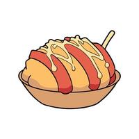 Bacon Cheese Takoyaki - Bacon and cheese inside. with a cheese sauce on top. vector